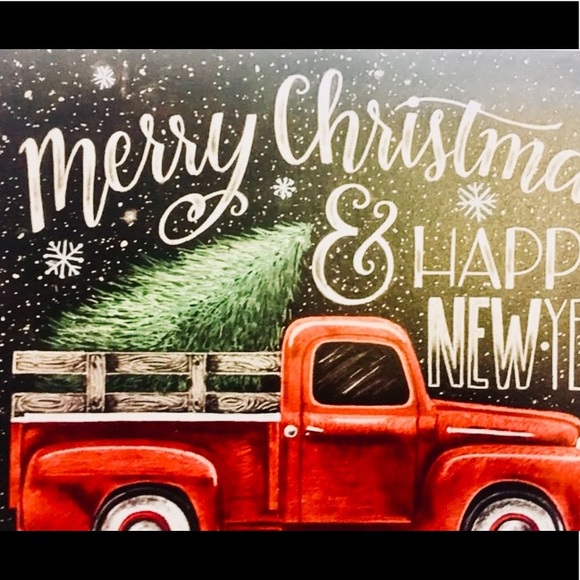 Merry Christmas Red Truck Wood Box Sign Farmhouse - Picture 4 of 6